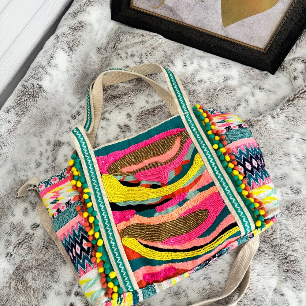 🩷💚 Colorful Embroidered Tote Bag - America & Beyond